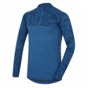 Husky Merino 100 Long Sleeve Zip M modrá pánské triko dlouhý rukáv Merino vlna