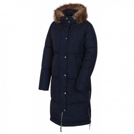 Husky Downbag L černá dámský zimní péřový kabát s kapucou a kožešinou