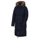 Husky Downbag L černomodrá dámský zimní péřový kabát s kapucou a kožešinou