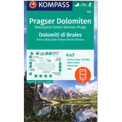 Kompas 145 Pragser Dolomiten, Naturpark Fanes-Sennes-Prags  25 000