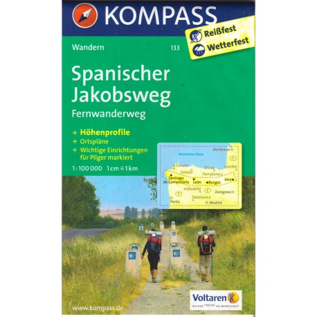 Kompass 133 Spanischer Jakobsweg Svatojakubská cesta Španělsko 1:100 000