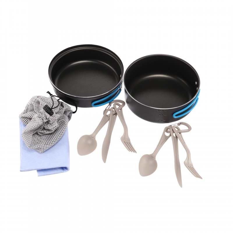 VAR ALB Forming Alpamayo campingova sada PTFE neprilnaveho nadobi Alu s prislusenstvim