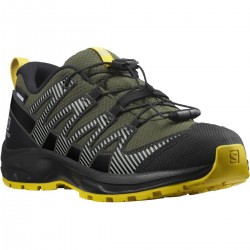 Salomon XA Pro V8 CSWP J 414341 olive night/black/sulphur dětské nízké nepromokavé boty