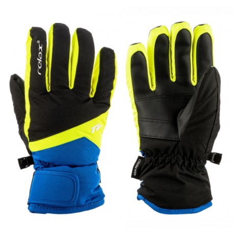 Relax Laro RR23A modrá/černá/neonově žlutá dětské lyžařské prstové rukavice 