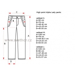 _High Point Alpha Lady Pants Black damske outdoorove technicke zateplene kalhoty  zmereno