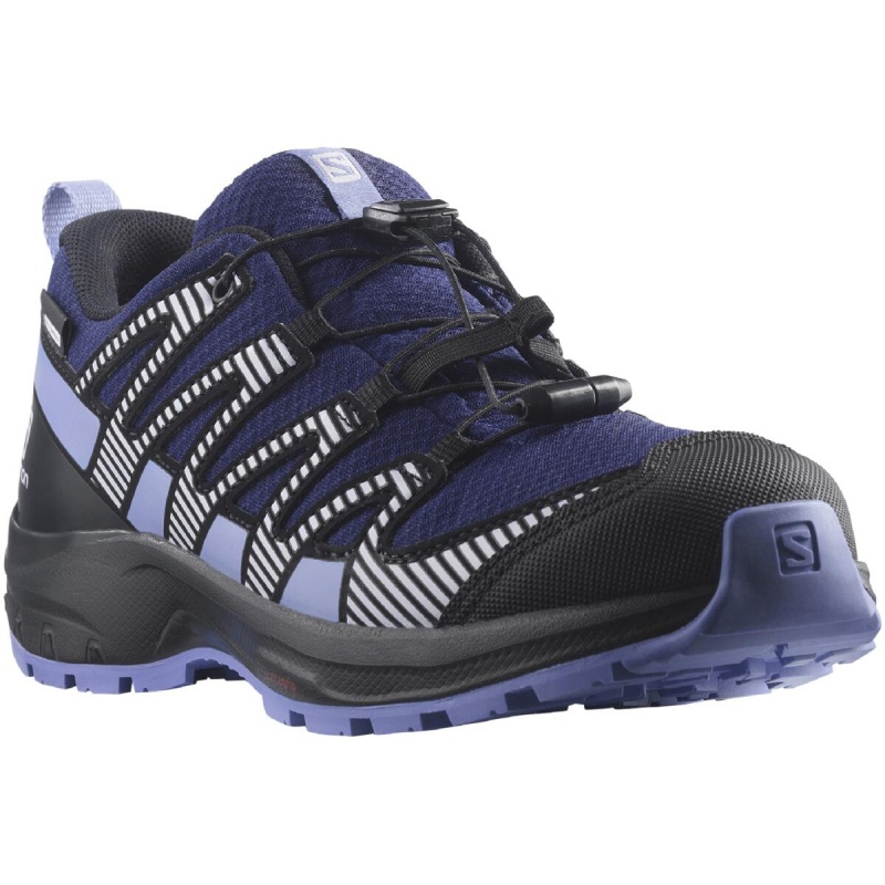 Salomon XA Pro V8 CSWP J 416145 Astral aura black purple detske nizke nepromokave boty
