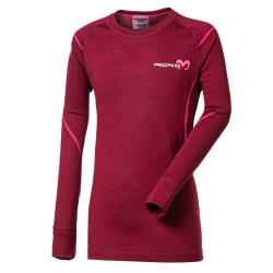 Progres MW NDRD svestkovy melir detske triko dlouhy rukav 100% Merino vlna