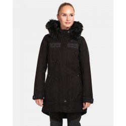 Kilpi Peru-W černá UL0125KIBLK dámský voděodolný zimní kabát (delší bunda) s kožešinou 