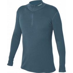 Jitex Kacun 901 TSS modrošedá pánské triko dlouhý rukáv zip u krku - Merino vlna