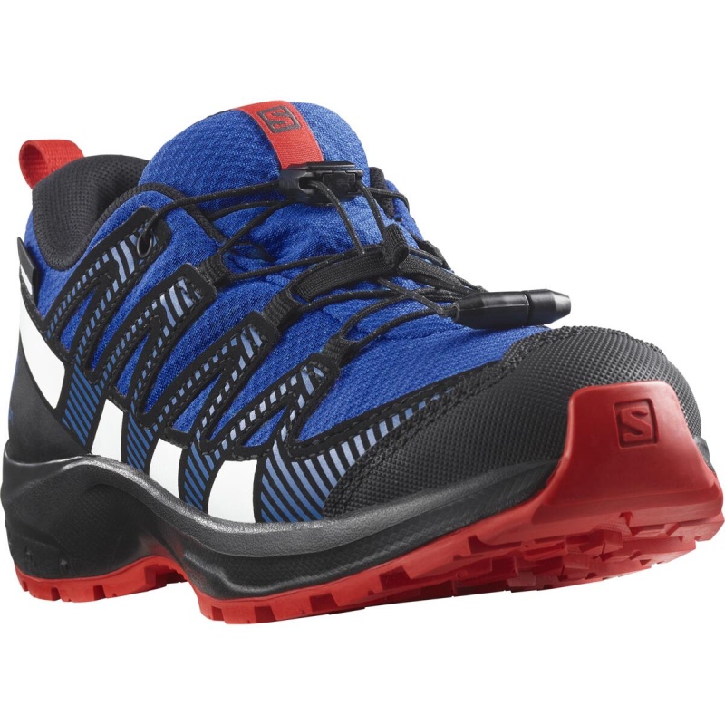 Salomon XA Pro V8 CSWP J 471262 lapis blue black fiery red detske nizke nepromokave boty