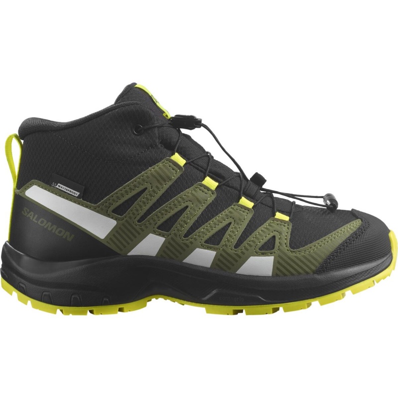 Salomon XA Pro V8 Mid CSWP J 472894 black deep lichen detske nepromokave trekove boty