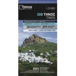 TERRAIN 308 Tinos 25 000 turisticka mapa reckeho ostrova ze souostrovi Kyklady