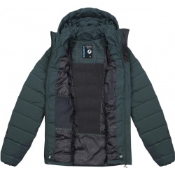 Husky Donnie L black green damska zimni perova bunda s odepinaci kapucou 3