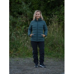 Husky Donnie L black green damska zimni perova bunda s odepinaci kapucou 5