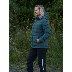 Husky Donnie L black green damska zimni perova bunda s odepinaci kapucou 8