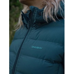 Husky Donnie L black green damska zimni perova bunda s odepinaci kapucou 9