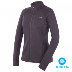 Husky Alou L cerna damska funkcni sportovni mikina celorozepinaci Merino vlna