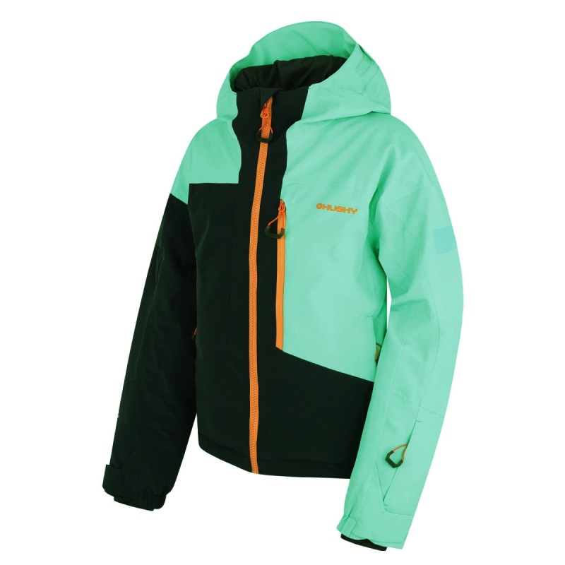 Husky Gomez K turquoise black blue detska rostouci nepromokava zimni lyzarska bunda