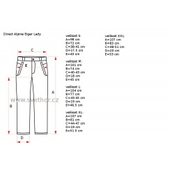 _Direct Alpine Eiger Lady black damske technicke softshellove nepromokave kalhoty zmereno