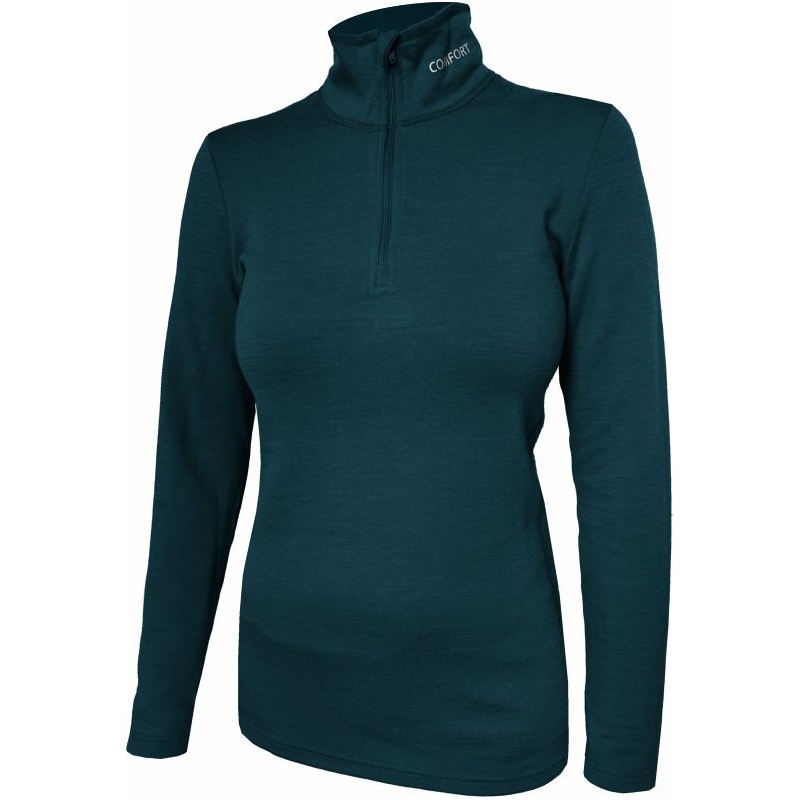 Jitex Kacuna 801 Ts petrol damske triko dlouhy rukav zip Merino vlna