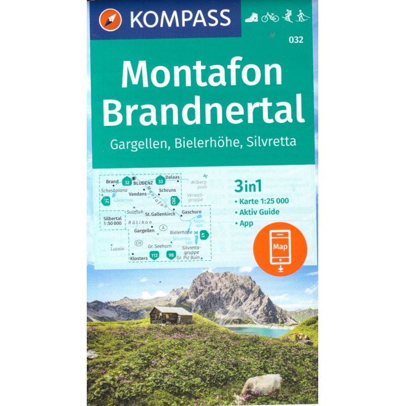 Kompas 032 Montafon Gargellen Bielerhohe Silvretta 25 000