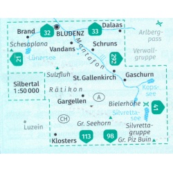 Kompas 032 Montafon Gargellen Bielerhohe Silvretta 25 000 oblast