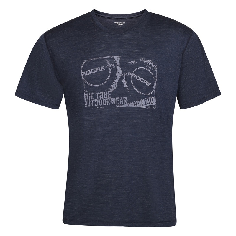 Progres Aoraki tmave modry melir panske triko kratky rukav merino vlna