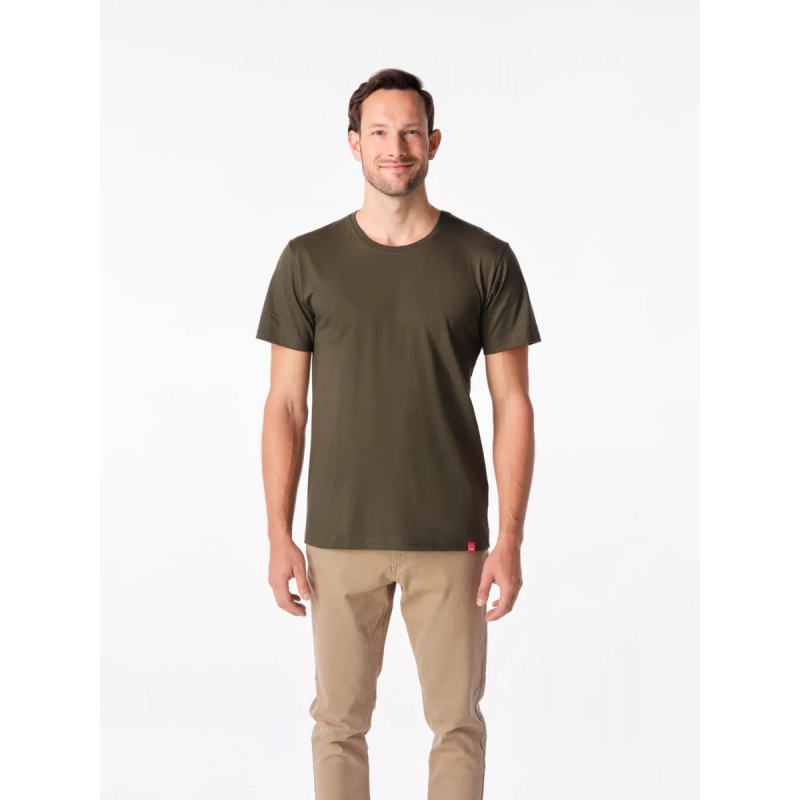 CityZen Agen dark khaki panske triko kratky rukav bavlna