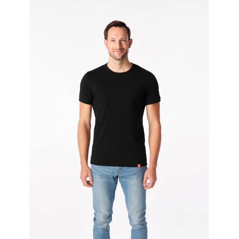 CityZen Davos cerne panske triko kratky rukav slim fit 100 bavlna 33