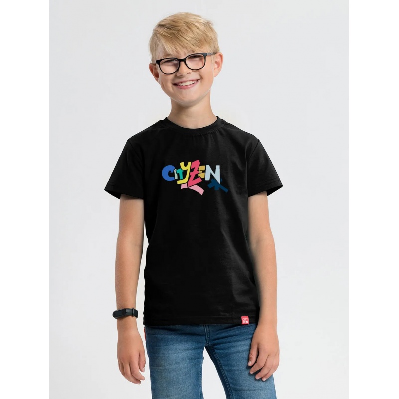 CityZen Matyas cerne s potiskem detske tricko kratky rukav 100 bavlna