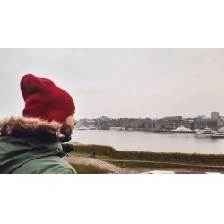 Husky Merhat 2 cervena panska pletena zimni cepice s Merino vlnou 3