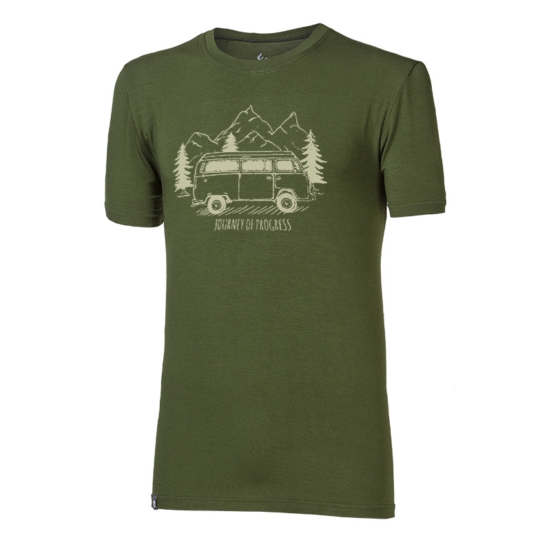 Progres Pioneer Bulli khaki panske triko kratky rukav bambus