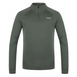 Husky Aron Zip M khaki panska funkcni sportovni mikina Merino vlna 2