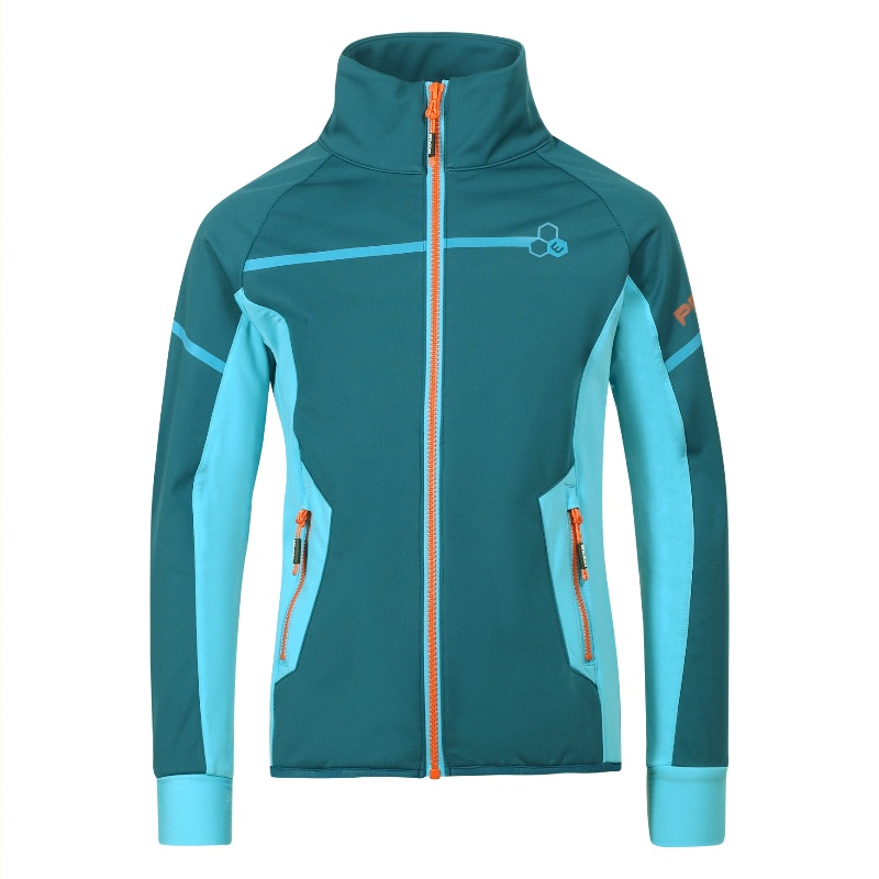 Progres Coolio JKT petrol svetle modra detska lehka softshellova bunda na bezky