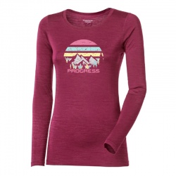 Progres Hela Landscape vinovy melir damske triko dlouhy rukav 100 merino vlna