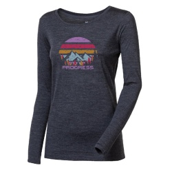 Progres Hela Landscape sedy melir damske triko dlouhy rukav 100 merino vlna