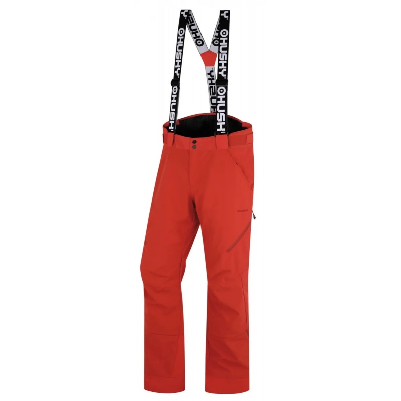 Husky Galti M red cervena panske nepromokave zimni lyzarske softshellove kalhoty