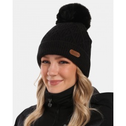 Kilpi Rena W cerna damska pletena zimni cepice s fleecovou podsivkou a bambuli