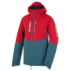 Husky Nicco M red turquoise panska nepromokava outdoorova hardshell bunda 