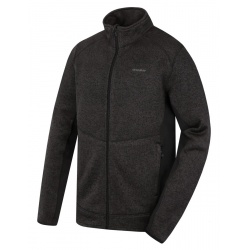 Husky Alan M black cerna fleecovy funkcni sportovni celorozepinaci svetr