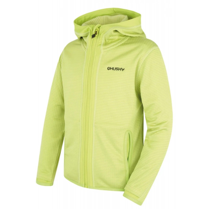 Husky Artic Zip K green dk khaki sv zelena detska sportovni funkcni tenci mikina