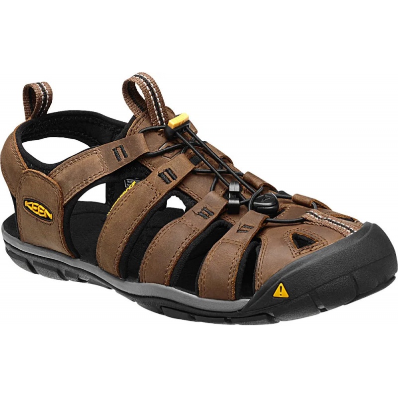 Keen Clearwater CNX Leather M dark earth black panske nizkoprofilove outdoorove sandaly