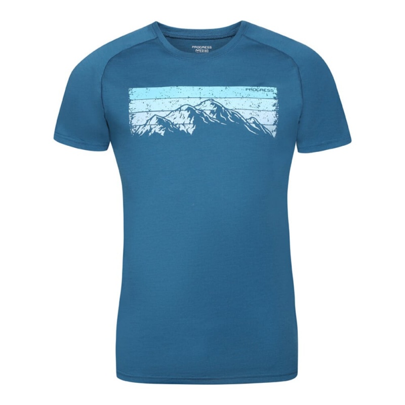 Progress Maor petrol melir panske triko kratky rukav merino vlna
