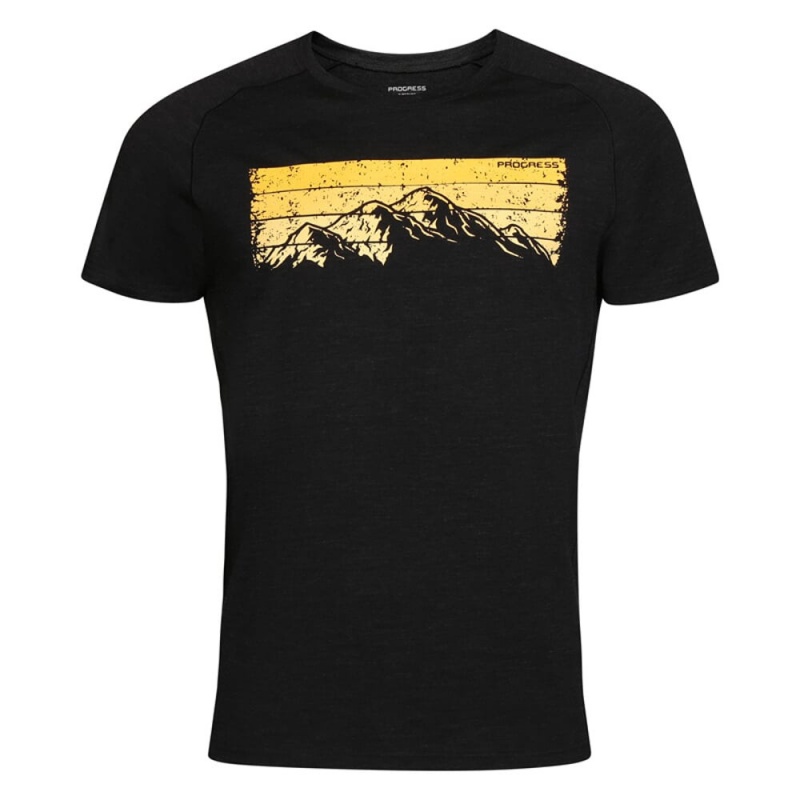 Progress Maor cerny melir panske triko kratky rukav merino vlna