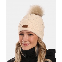 Kilpi Alen-W bezova WL0610KIBEG damska pletena cepice s bambuli zateplena fleecem