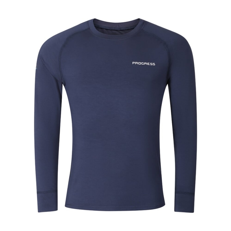 Progress E NDR tmave modra navy panske funkcni triko dlouhy rukav bambus
