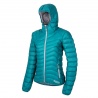 Ocun Tsunami ECO Jacket W green fanfare silver damska lehka perova bunda s kapuci DWR
