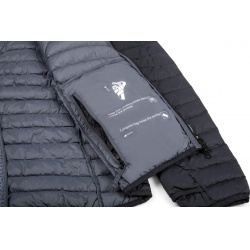 Ocun Tsunami ECO Jacket M black beauty iron panska lehka perova bunda s kapuci DWR 4