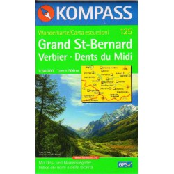 Kompass 125 Grand St. Bernard, Verbier, Dents du Midi 1:50 000