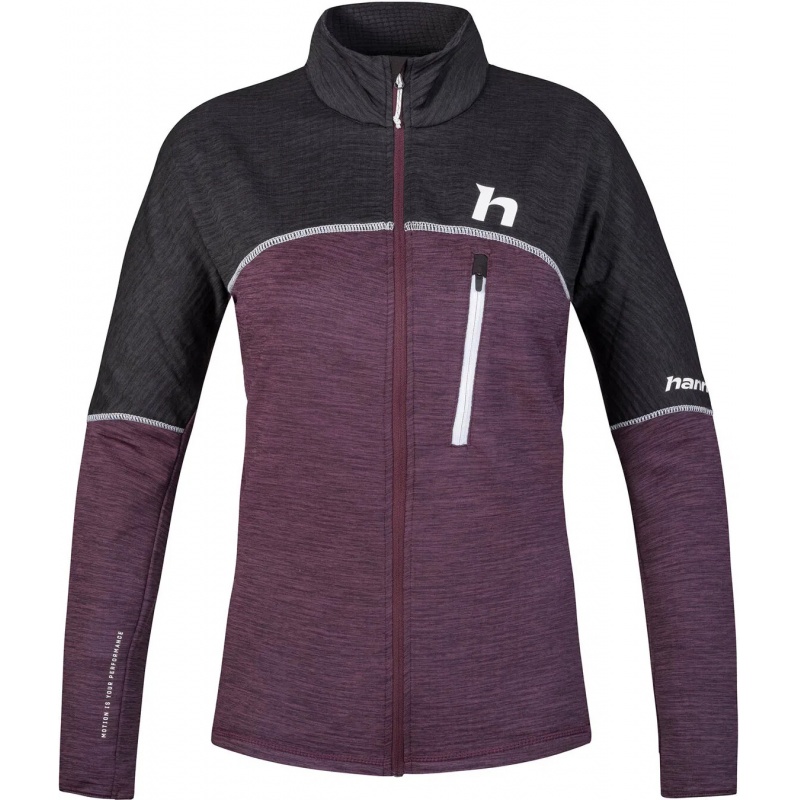 Hannah Meda prune purple mel damska funkcni outdoorova celorozepinaci mikina Polarstretch